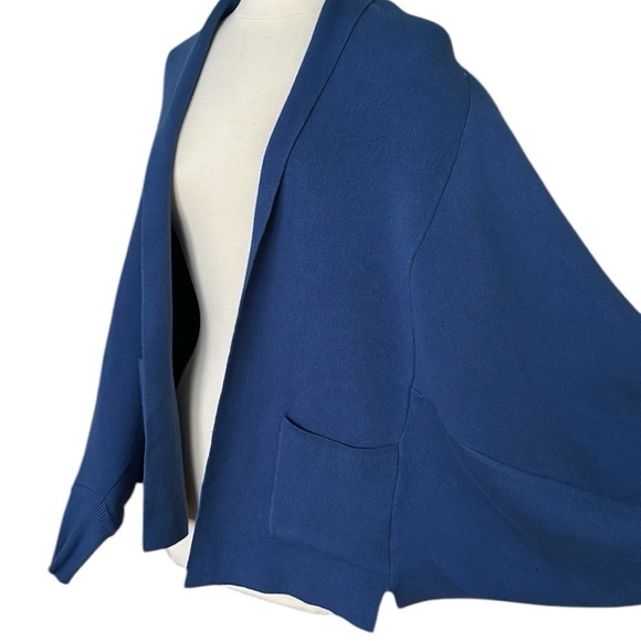 J. JILL Pure Jill Double Knit Blue Cardigan Dolman Sleeve Oversized Open Size M - Picture 7 of 15